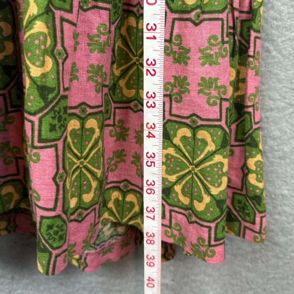 House Of Harlow Linen Blend Sun Dress Open Back Retro Print Size S Resort Vacay - Picture 6 of 8